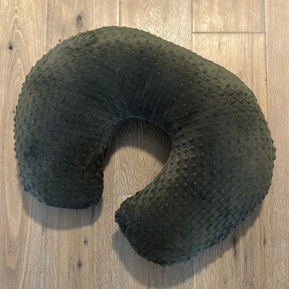 Boppy Nursing Pillow with custom green minky velour cover